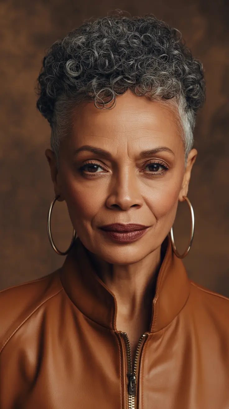 Curly Fall haircuts for women over 50 Cropped Natural Curls with Power