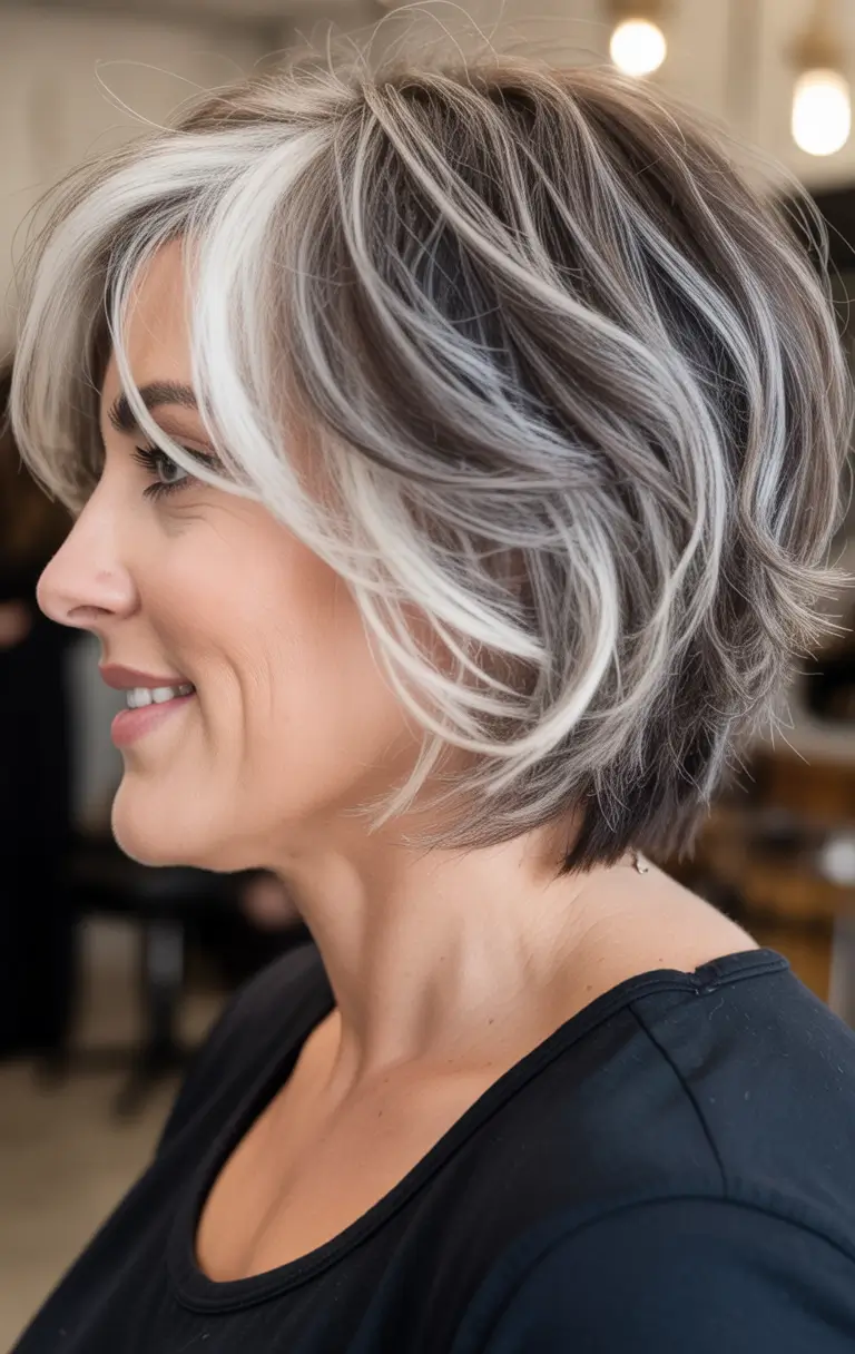 Layered short Fall haircuts for women over 50 Layered Dimensional Ash Bob