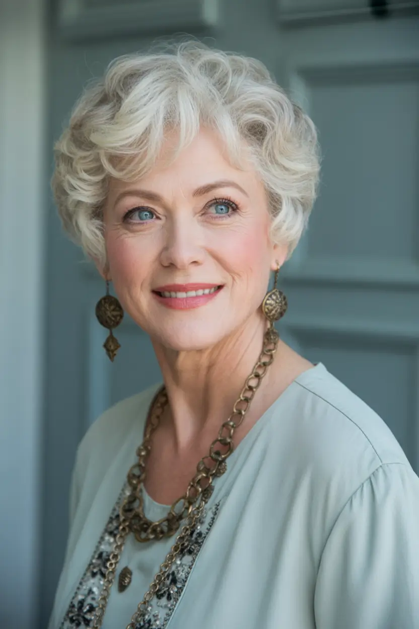 Shag Fall haircuts for women over 50 Classic Curled Shag with Natural Grace