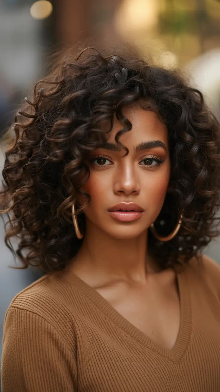 Fall brown hair color Rich Espresso With Halo Curl Layers