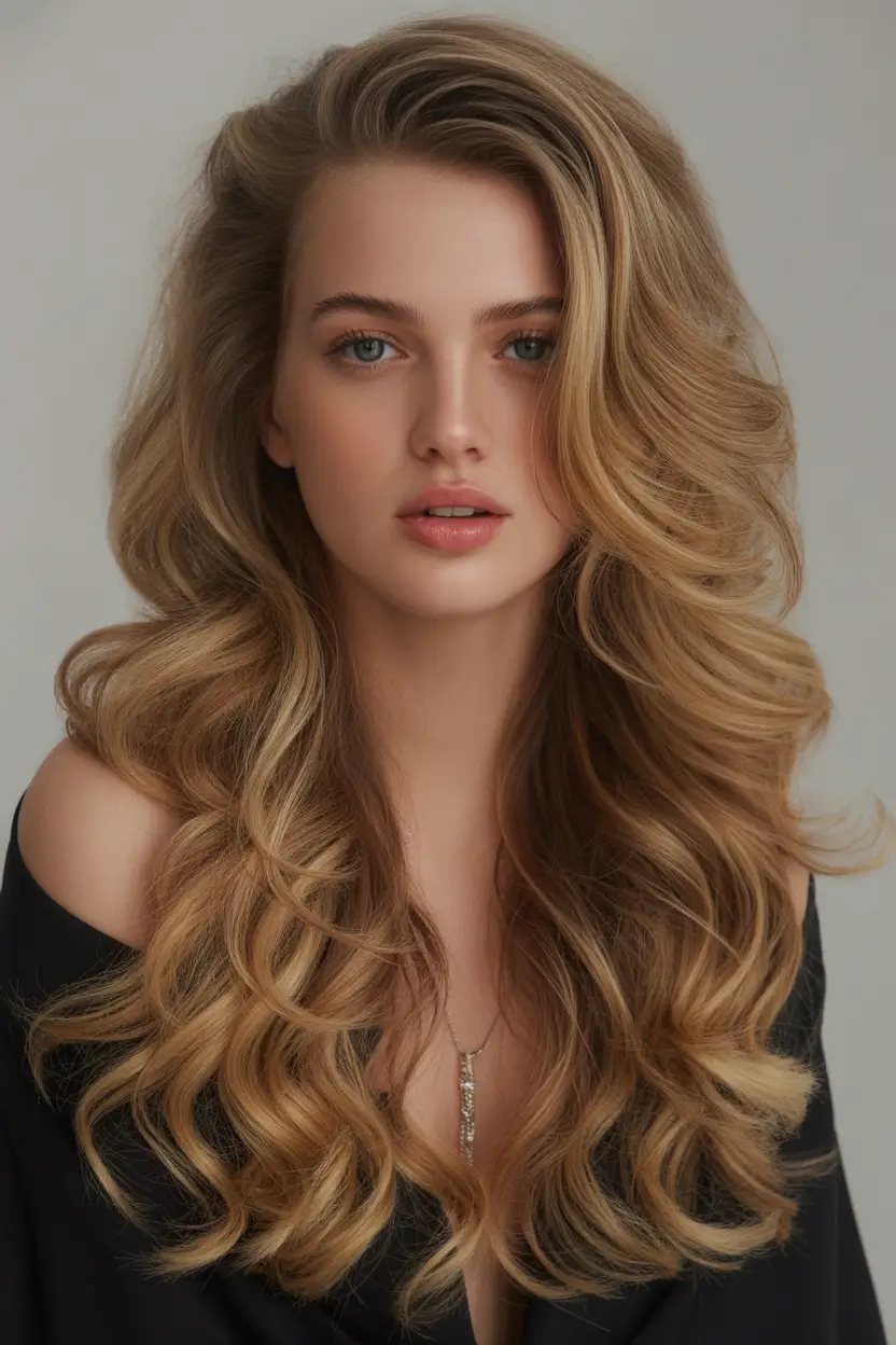 caramel autumn fall hair colors Cascading Honey Waves with Dimensional Lift