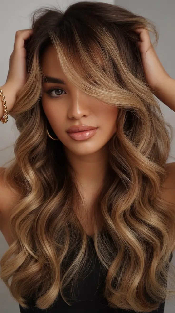 caramel autumn fall hair colors Layered Bronze with Dimensional Highlights