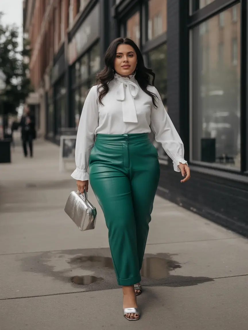 curvy fall outfits Emerald Power and City Chic