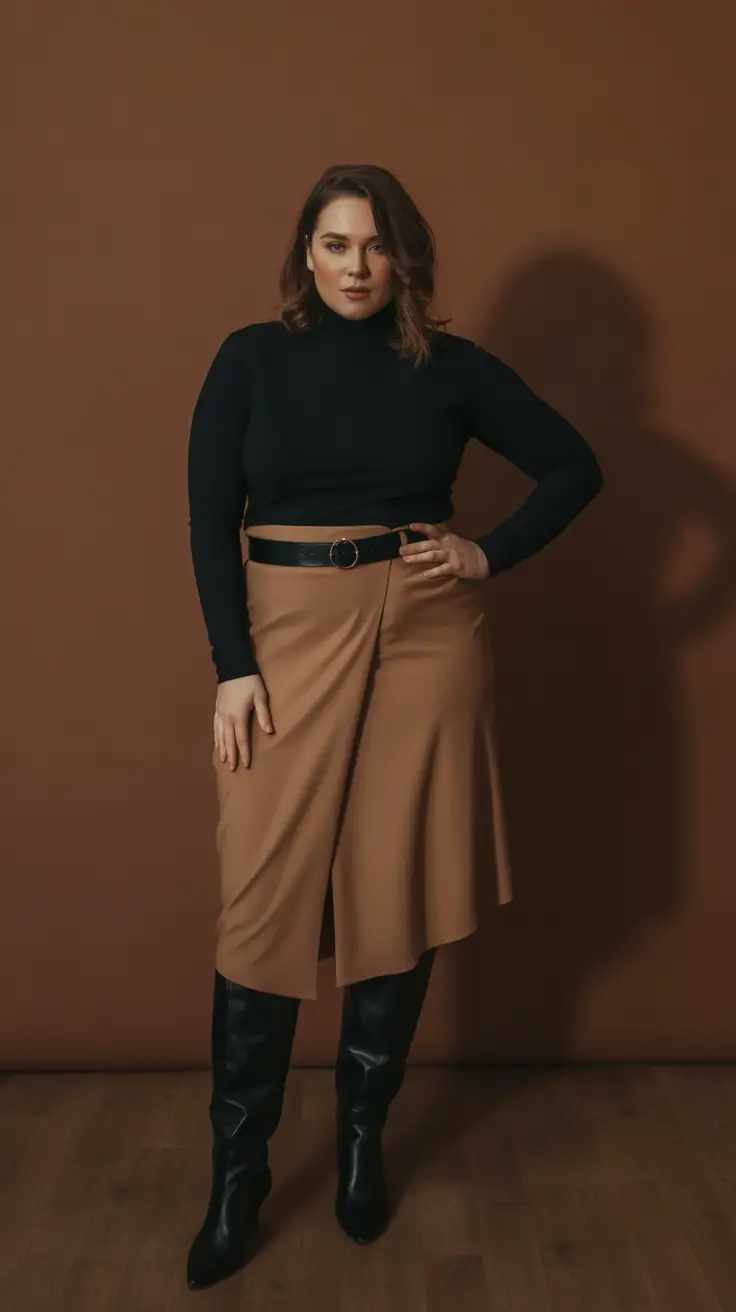 curvy fall outfits Black & Camel, Reimagined for Fall