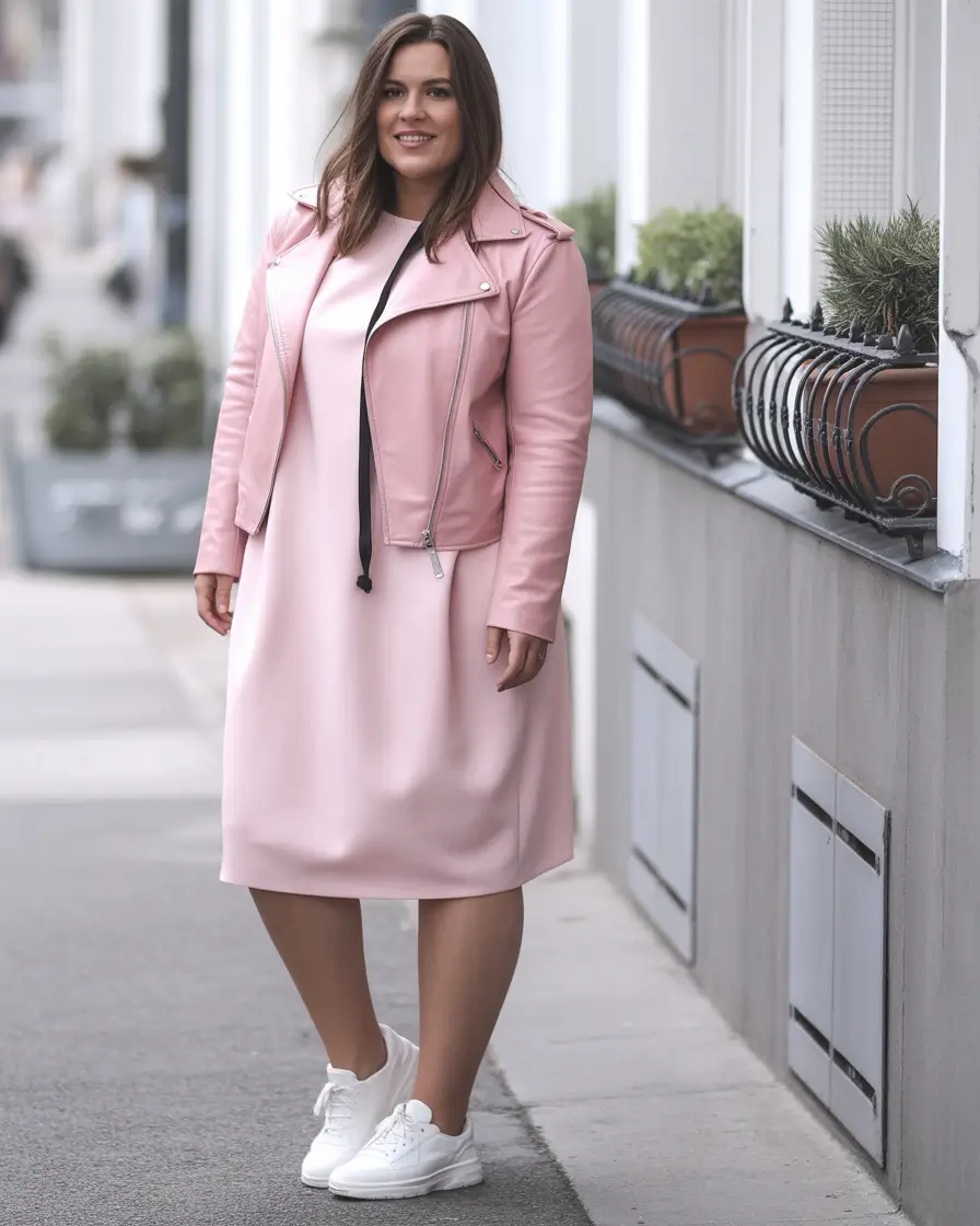 curvy fall outfits Pastel Biker Babe With Sneaker Sass