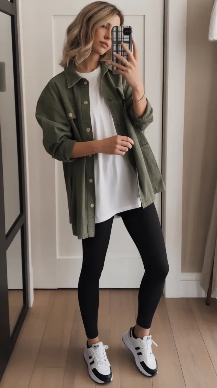 mom outfits for fall Shacket Season: Olive and On Point