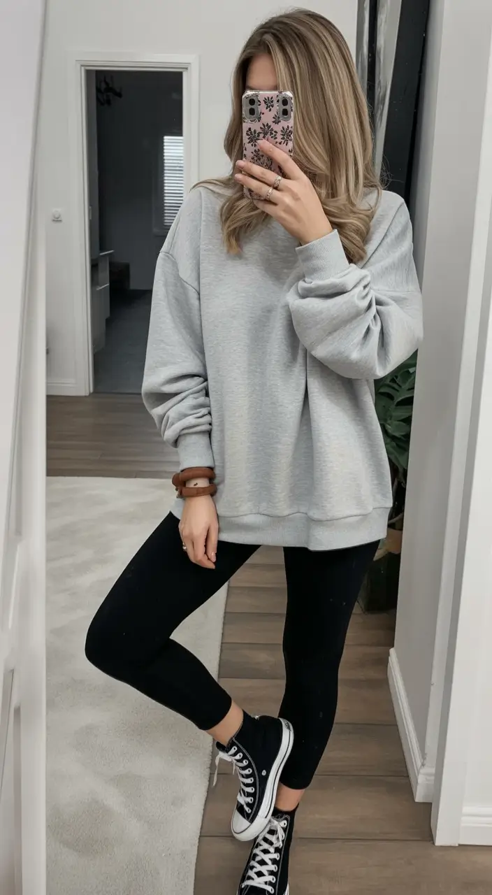 mom outfits for fall High-Top Comfort for Chilly Mornings