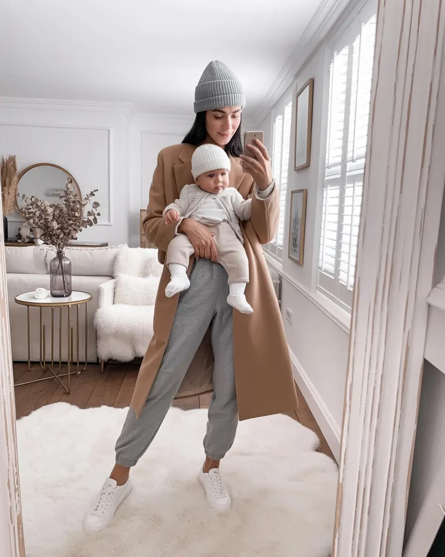 mom outfits for fall Camel Neutrals and Cozy Vibes for Mom & Baby