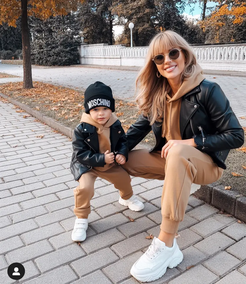 mom outfits for fall Leather Layers & Latte Shades for Urban Cool