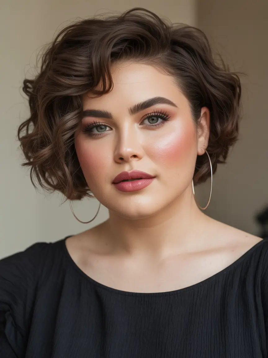 dark brown fall hair colors Glossy Brunette Bob with Sculpted Texture