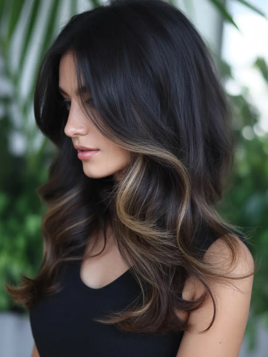 dark brown fall hair colors Face-Framing Ash Brunette Layers