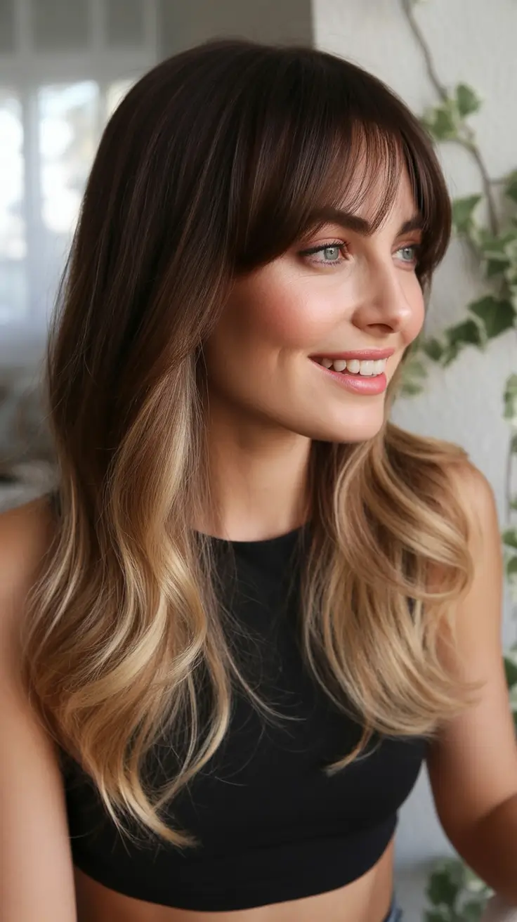 dark brown fall hair colors Dark Brunette with Vanilla Blonde Dip Ends