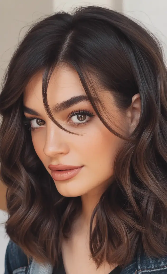 dark brown fall hair colors Mid-Length Brunette with Flirty Bounce