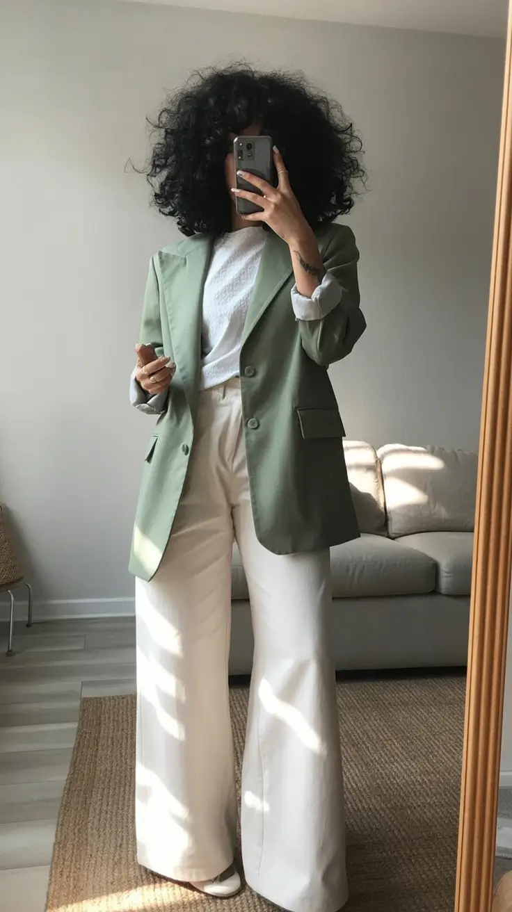 September outfits Soft Sage and Cream: Elevated Minimalist Ease