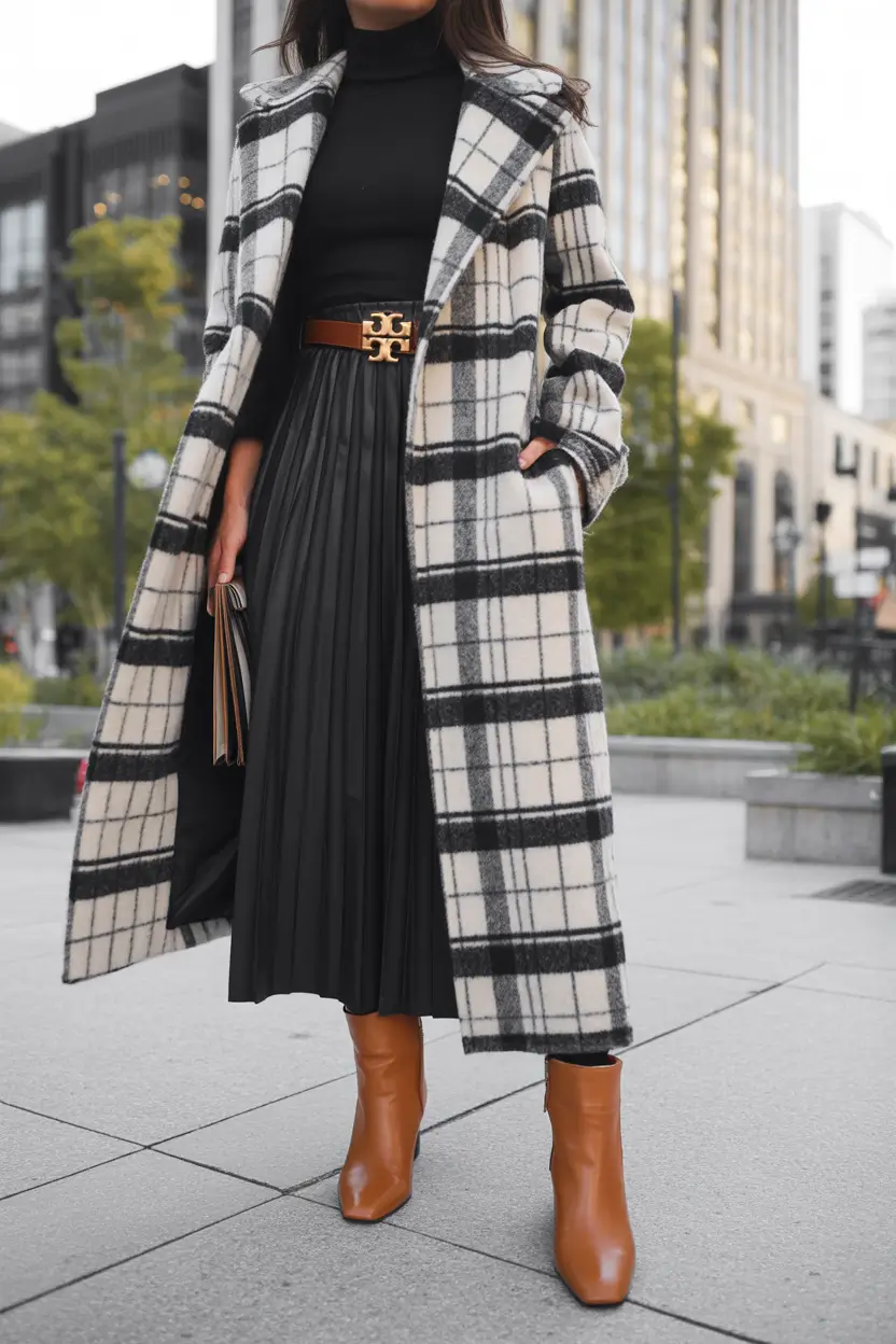 September outfits Plaid Drama: Luxe Layers with a Touch of Heritage