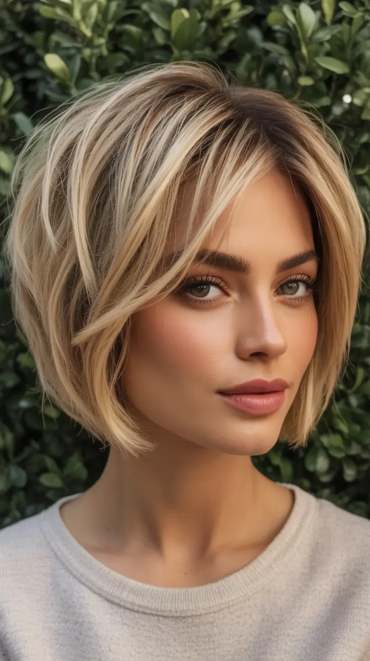 Fall bob haircut Polished Blonde Bob with Subtle Flicks