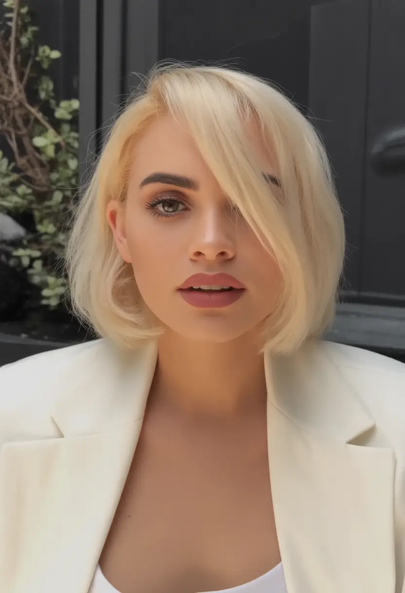 Fall bob haircut Champagne Butter Bob with Face-Framing Layers