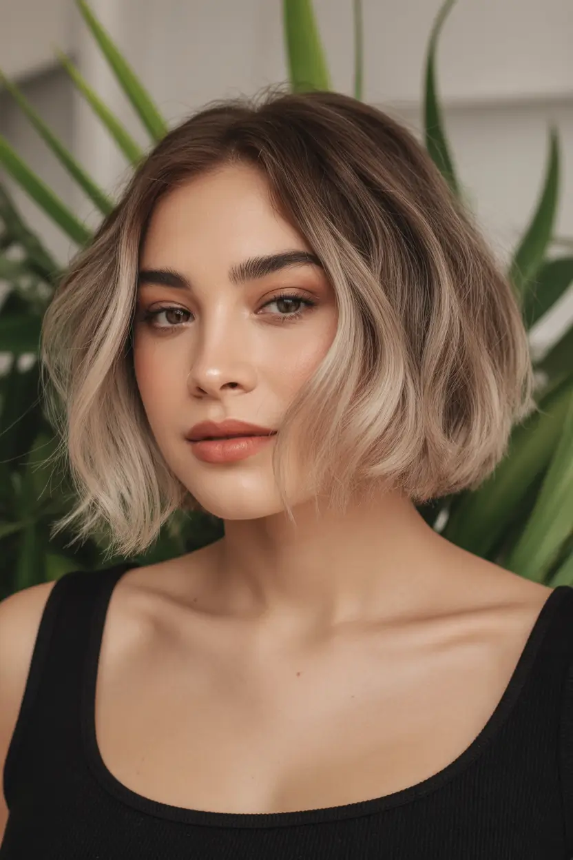 Fall bob haircut Frosted Mocha Bob with Soft Waves