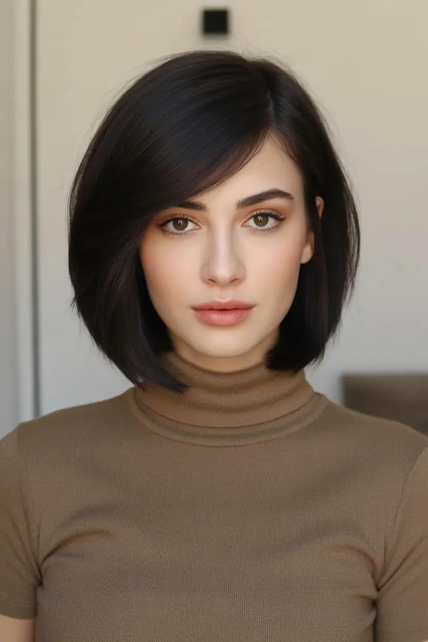 Fall bob haircut Classic Italian Bob with Side-Swept Volume