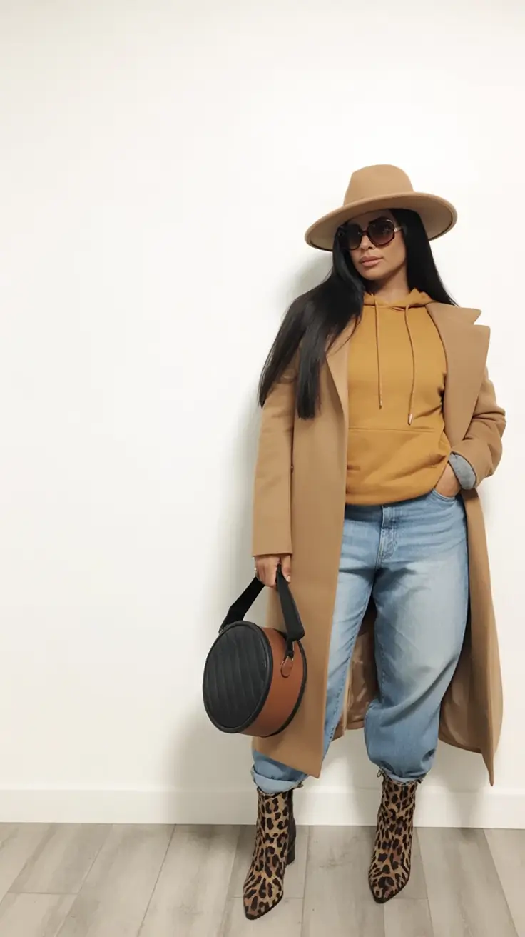 fall outfits for black women Leopard Boots & Laid-Back Neutrals