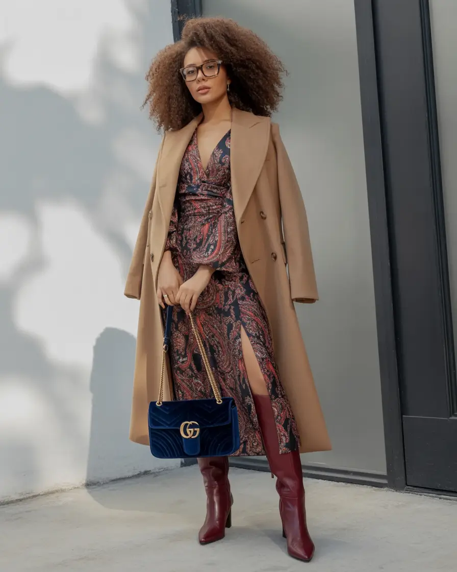 fall outfits for black women Velvet Depth Meets Heritage Print