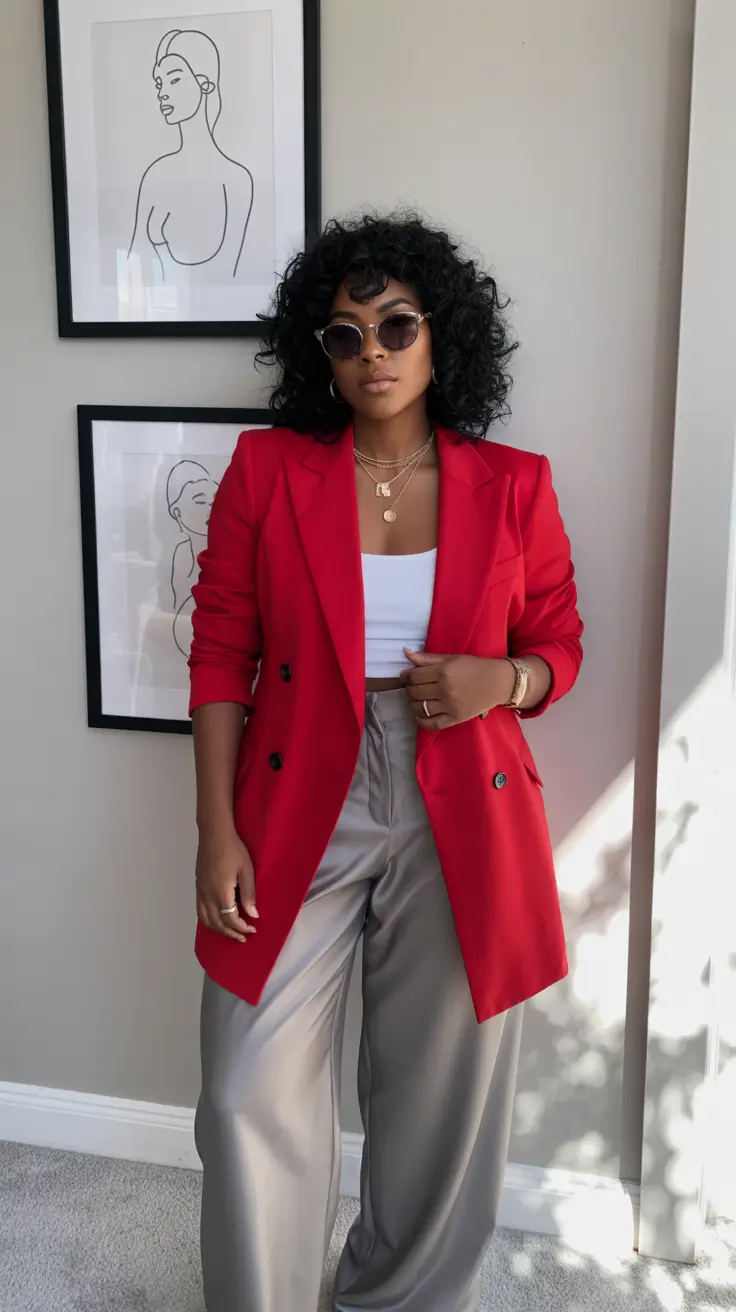 fall outfits for black women Power Blazer in Crimson Confidence