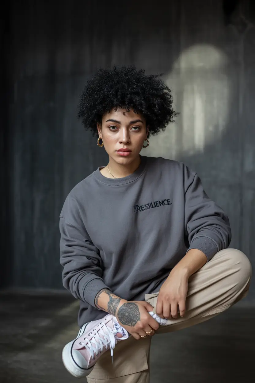 fall outfits for black women Resilience & Neutrals with Graphic Intent