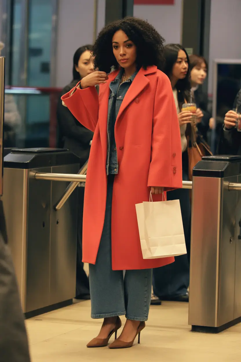 fall outfits for black women Denim on Denim Gets a Coral Crush