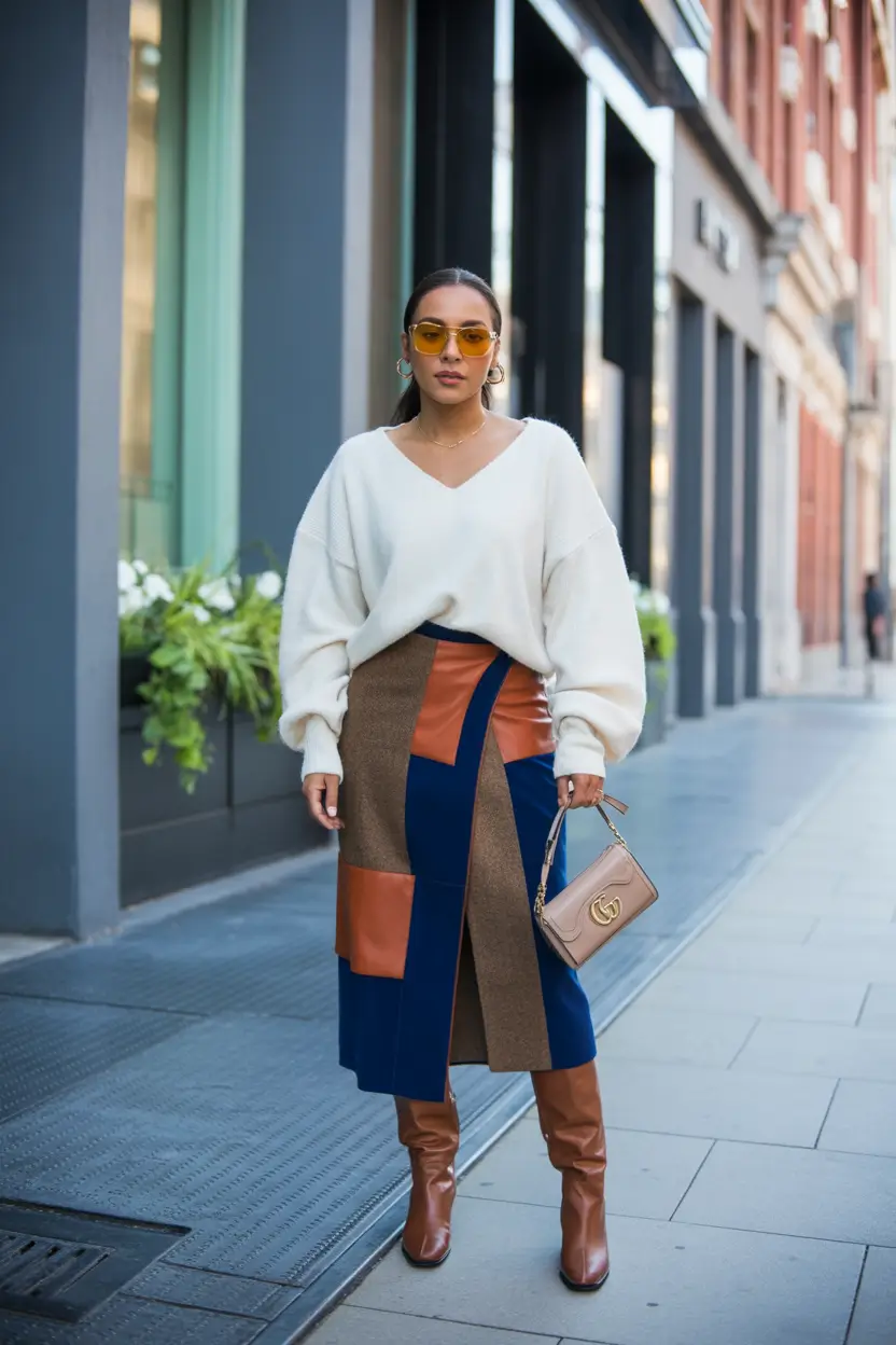 fall outfits for black women Color Block Cool for a Modern Street Muse