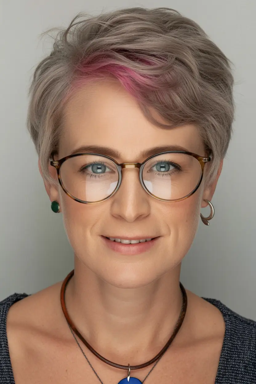 Fall hair color for women over 50+Soft Lilac Gray with a Hint of Rebellion