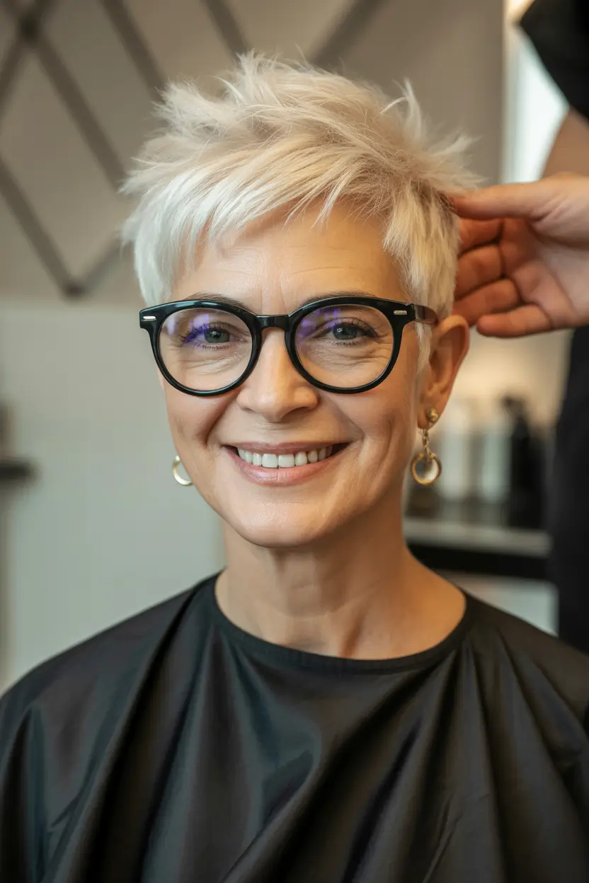 Fall hair color for women over 60+Arctic Pixie with Textured Spikes