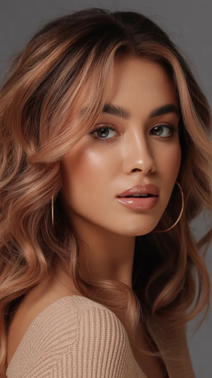 Fall Hair Colors for Warm Skin Warm Rosé Brunette Balayage