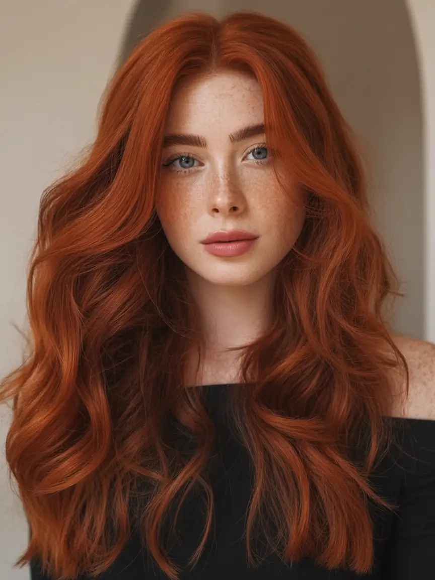 Fall Hair Colors for Warm Skin Cinnamon Brick Waves