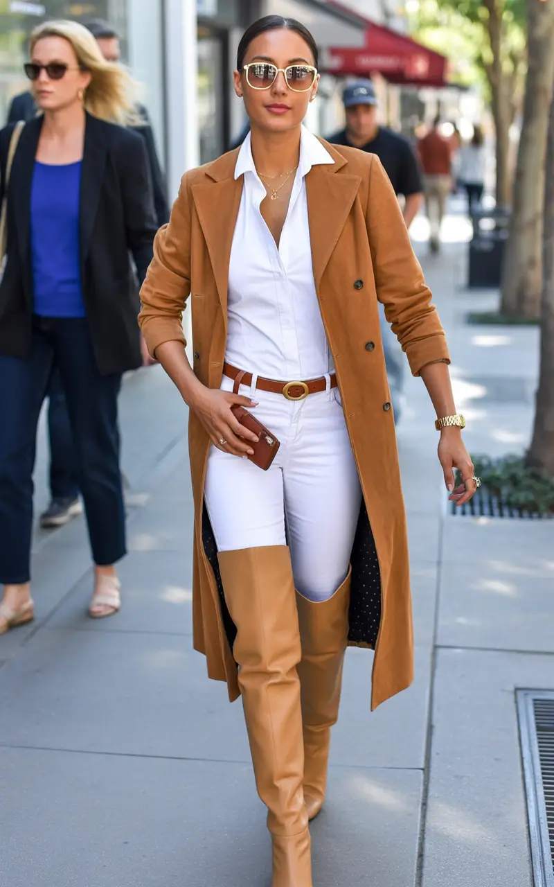 York street Monochrome Power: Tall Boots and White Confidence