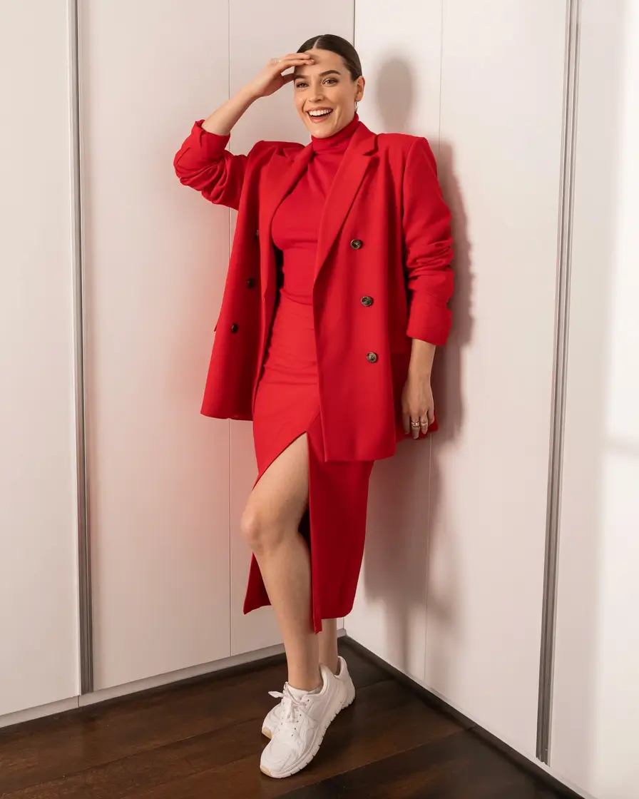 2025 fashion trends street Crimson Energy Meets Sneaker Ease