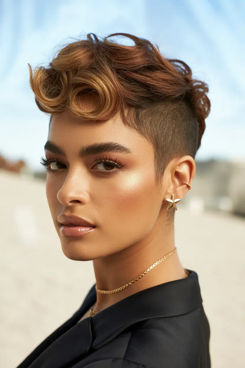 Fall pixie haircut Swirled Volume with a Fade