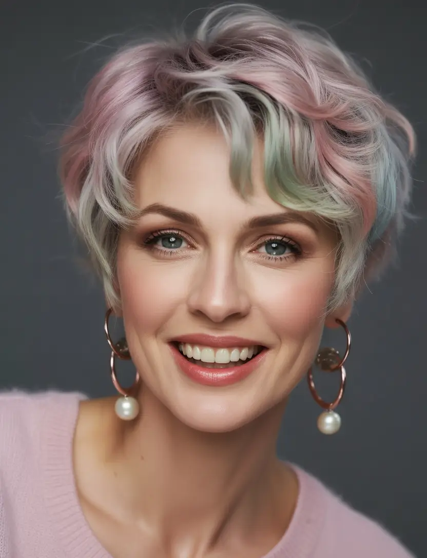 Fall pixie haircut Pastel Clouds with Whimsical Texture