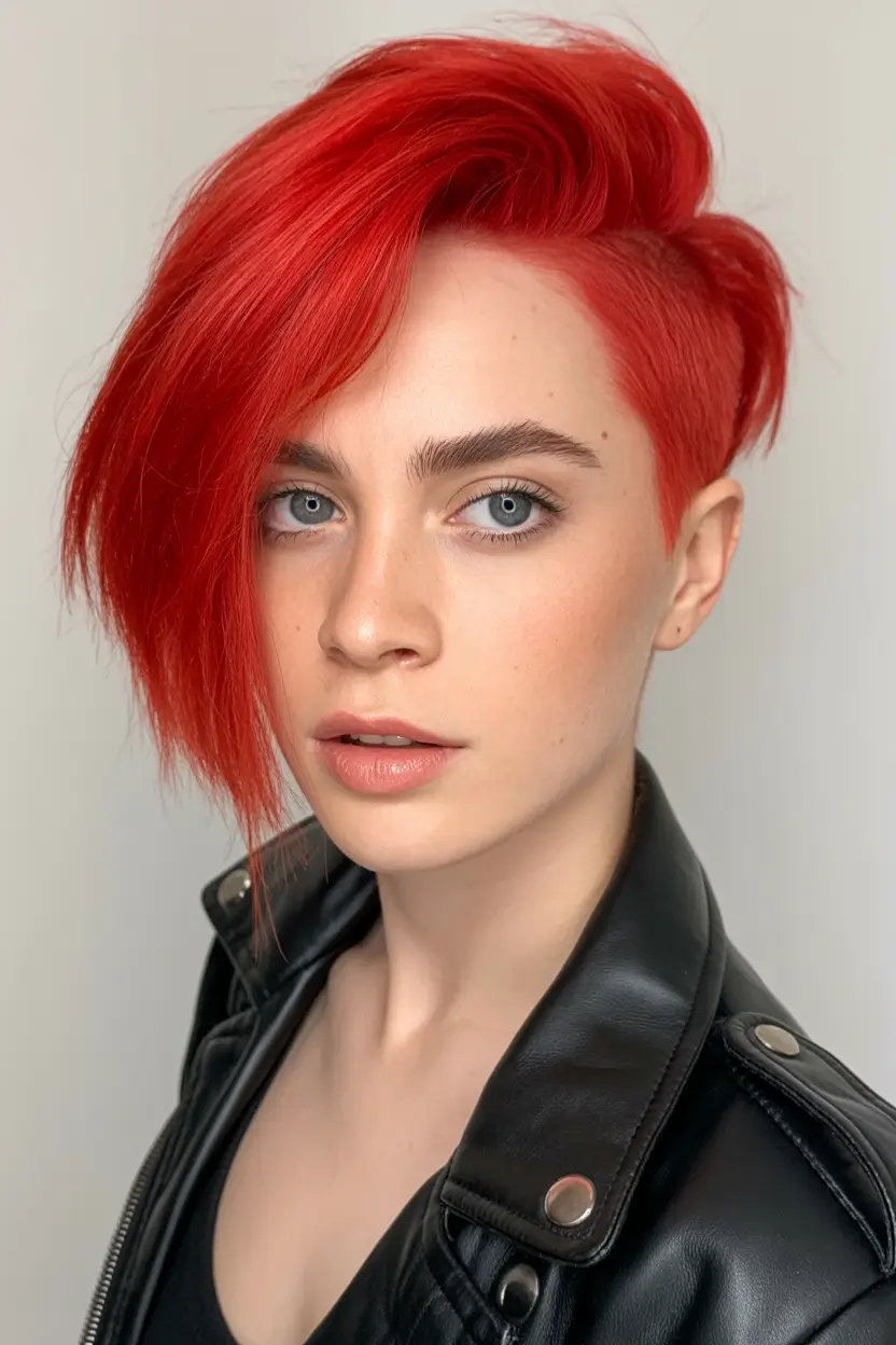 Fall pixie haircut Electric Red Undercut Rebellion