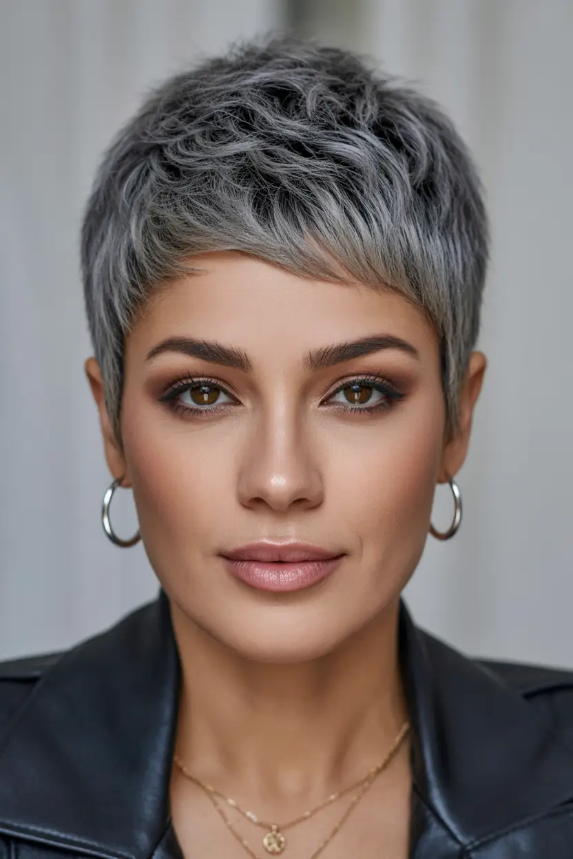 Fall pixie haircut Textured Elegance with Tapered Edge