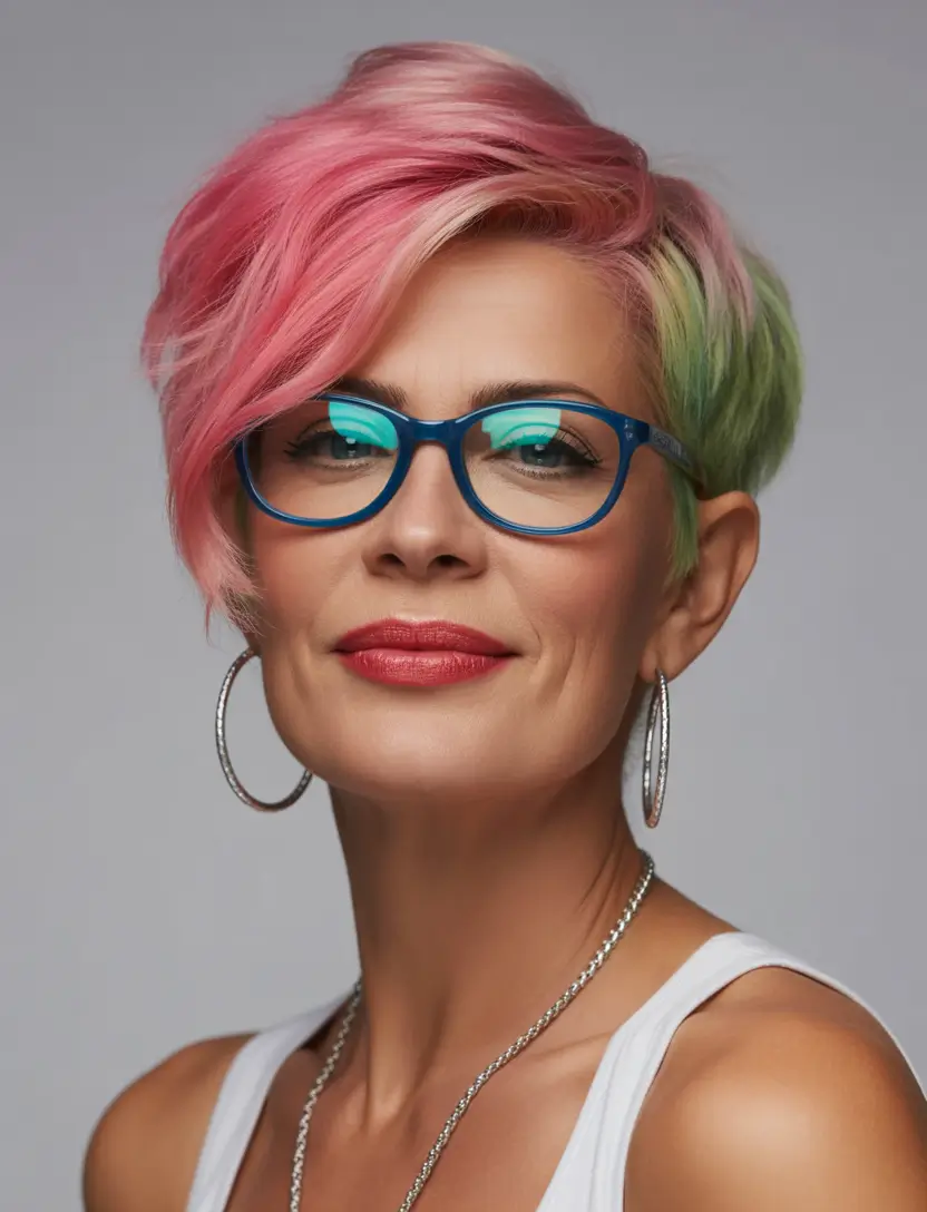 Fall pixie haircut Candy Spectrum Pixie with a Bold Fade