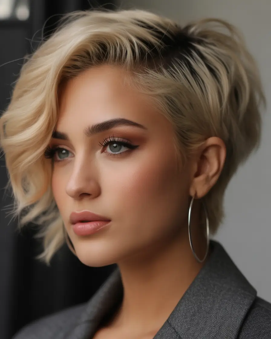 Fall short haircut Golden Textured Bob with Glam Waves