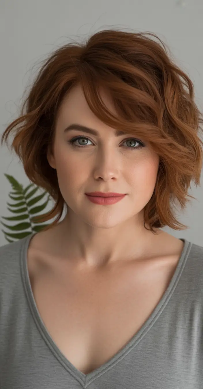 Fall short haircut Romantic Ginger Bob with Textured Curls