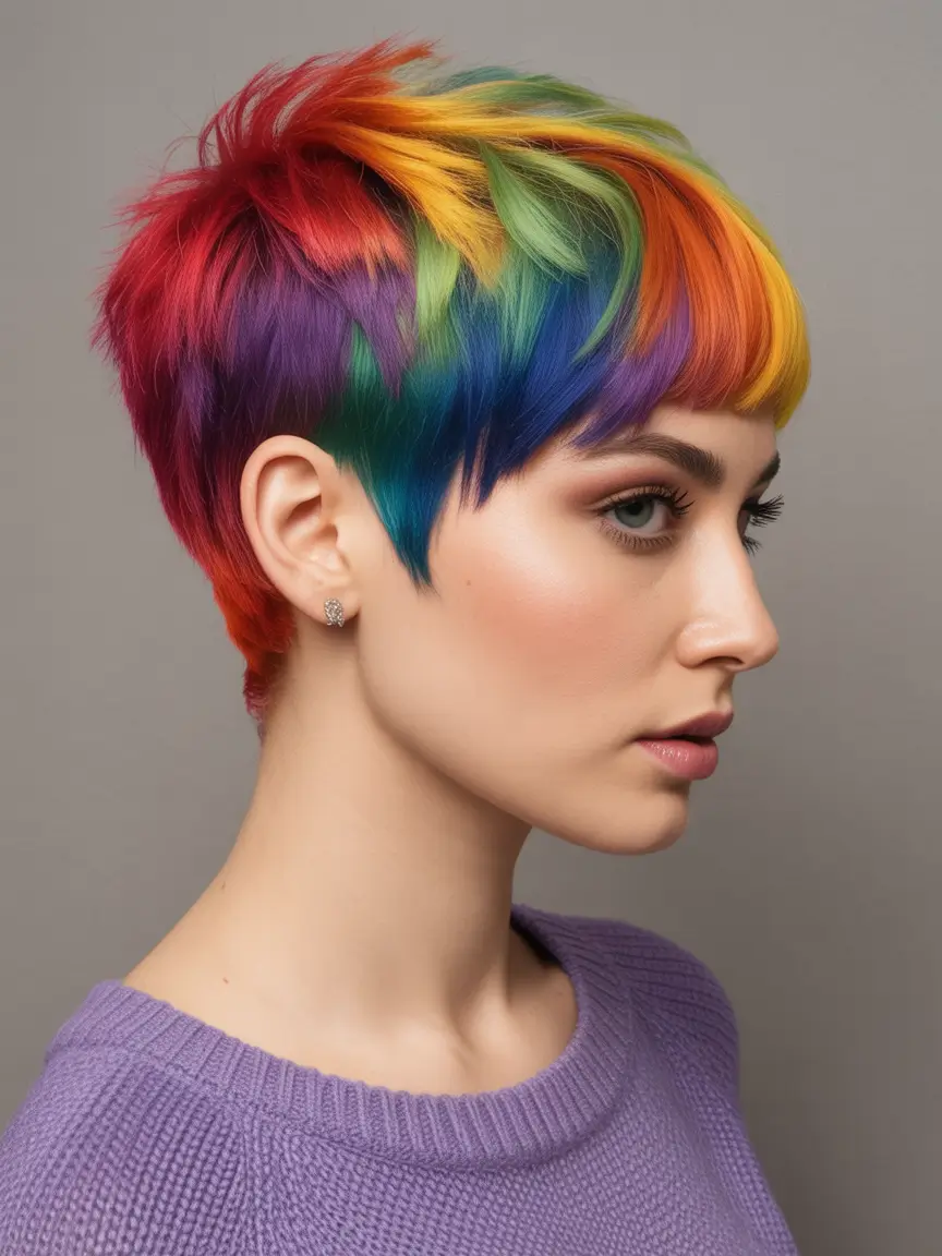 Fall short haircut Rainbow Punk Pixie