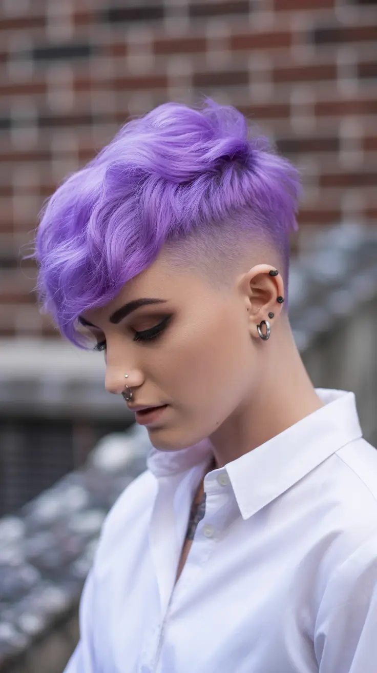 Fall short haircut Smoky Lavender Tapered Undercut