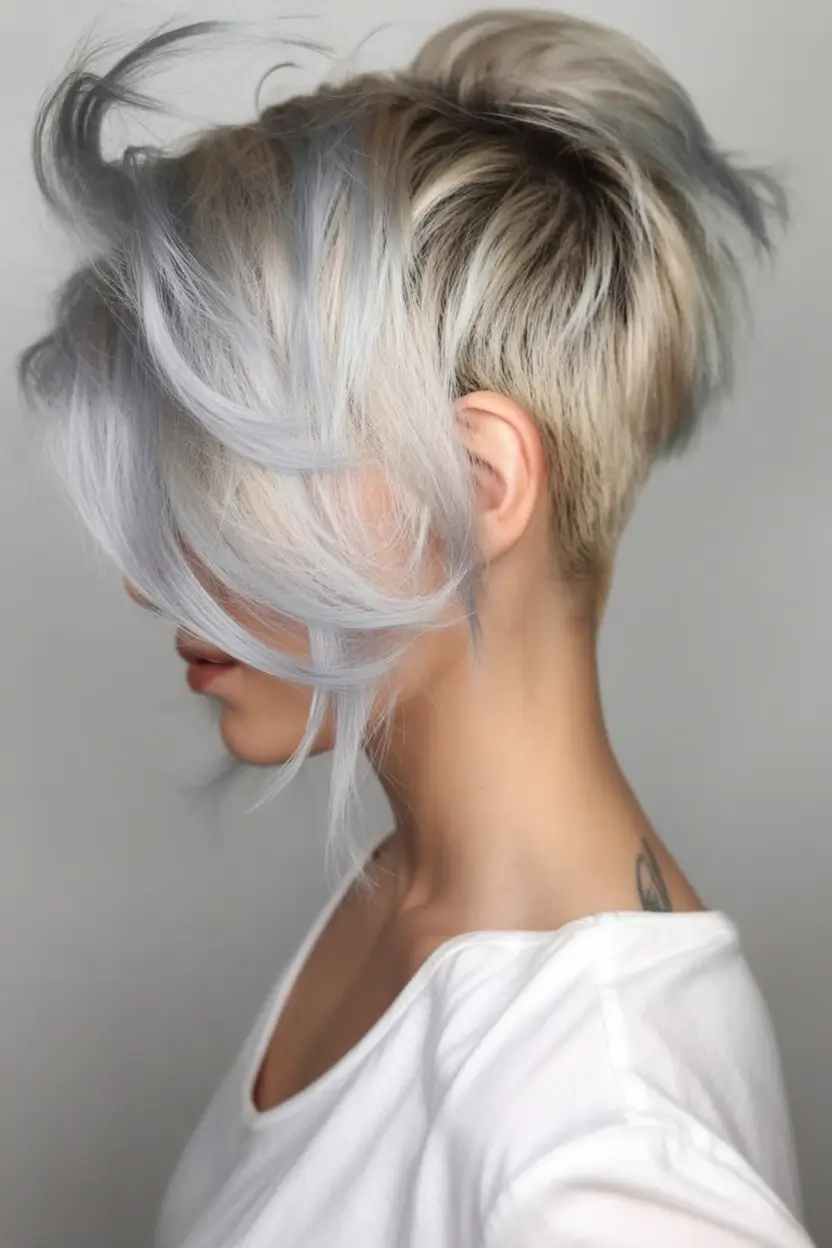 Fall short haircut Steel Blue Undercut Bob Hybrid
