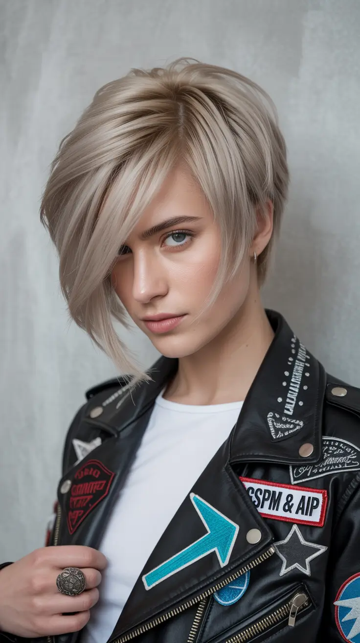 Fall short haircut Blended Ash Blonde Pixie Bob