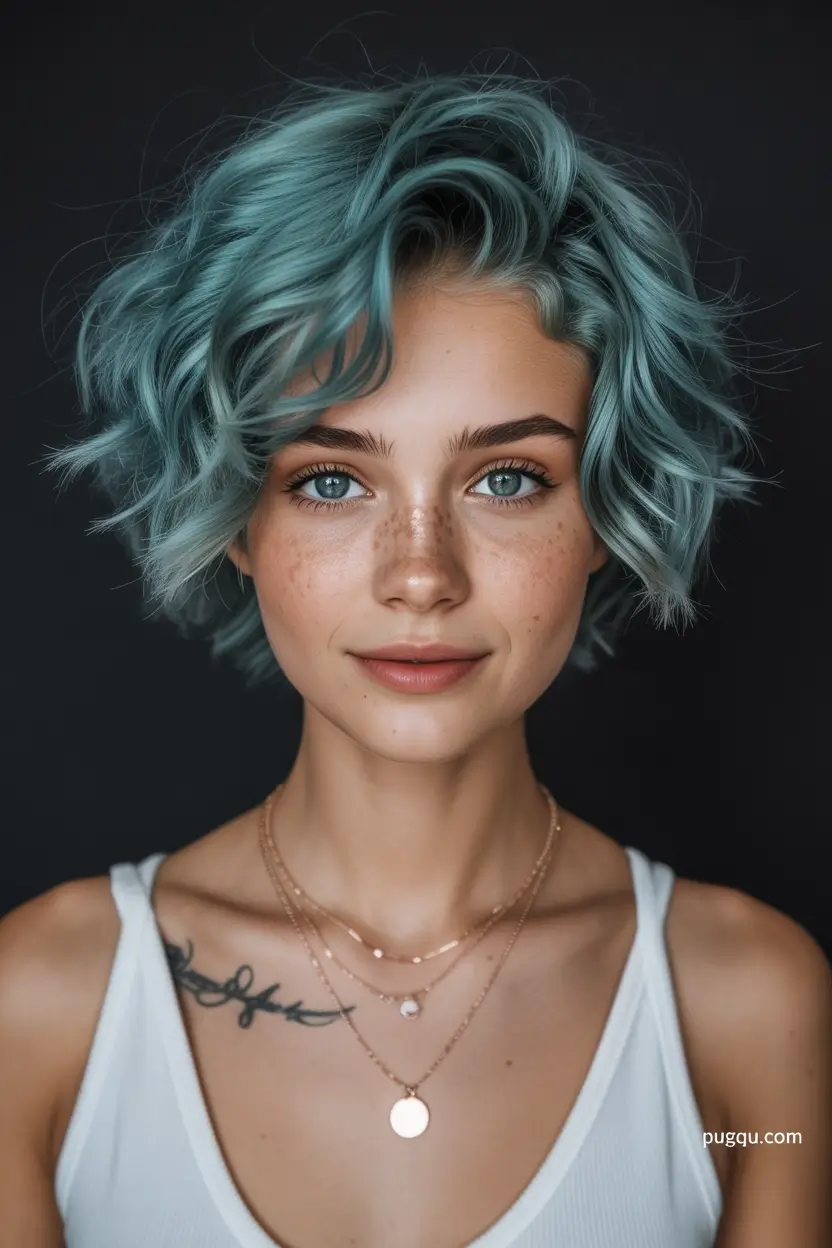 Fall short haircut Misty Ocean Blue Shag