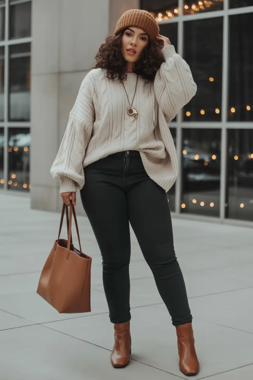midsize fall outfits Effortless Neutral Layers With a Cozy Twist