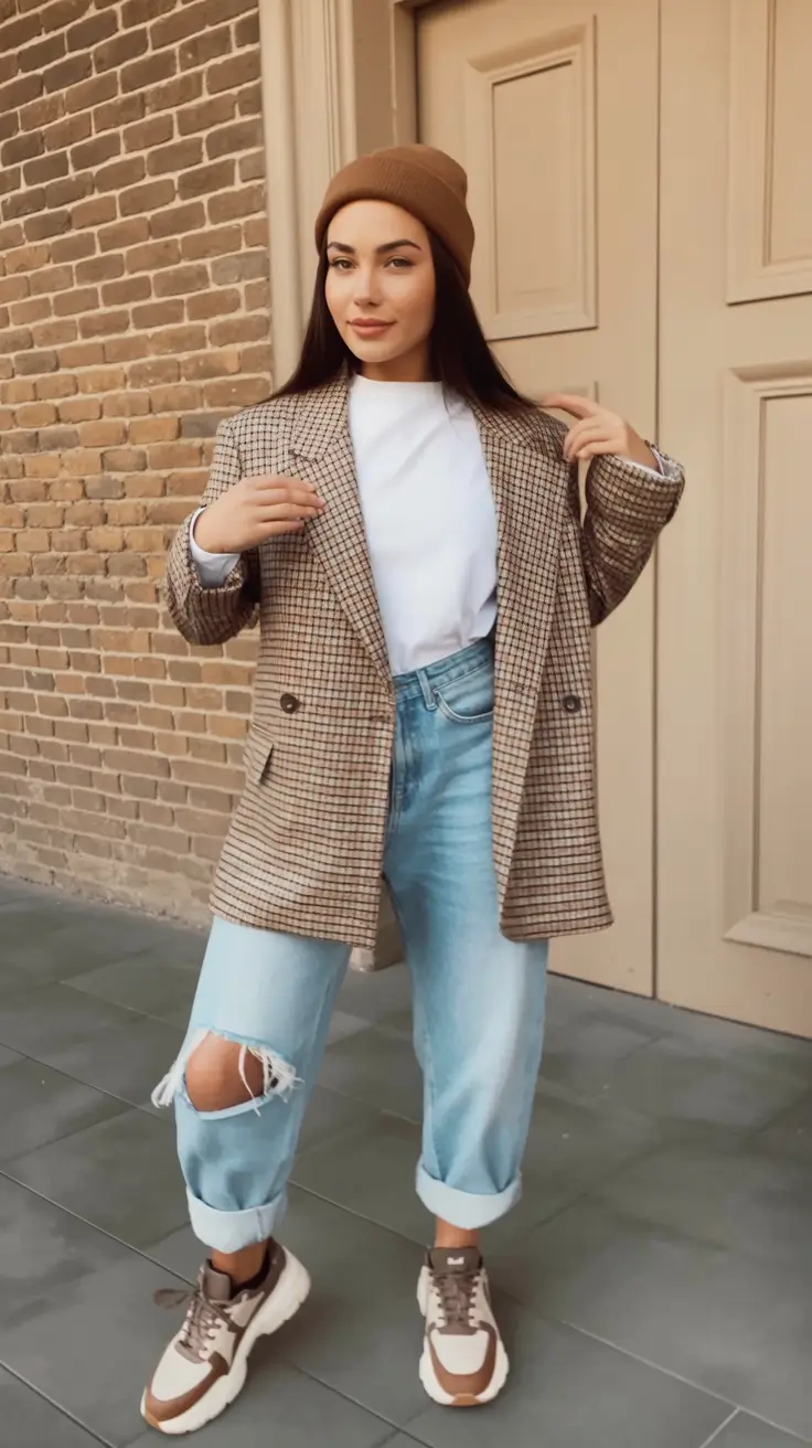 midsize fall outfits Laid-Back Chic With a Boyfriend Blazer Twist