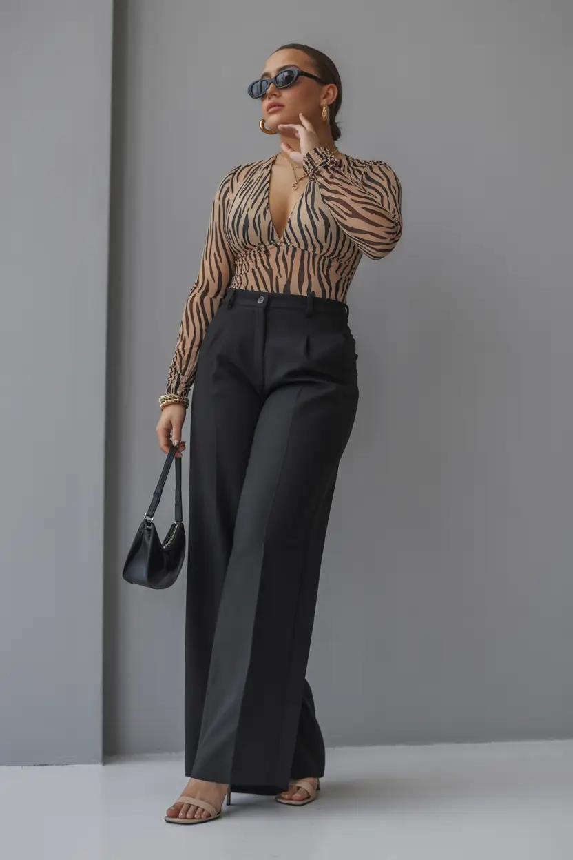 midsize fall outfits Print Play and Tailored Confidence